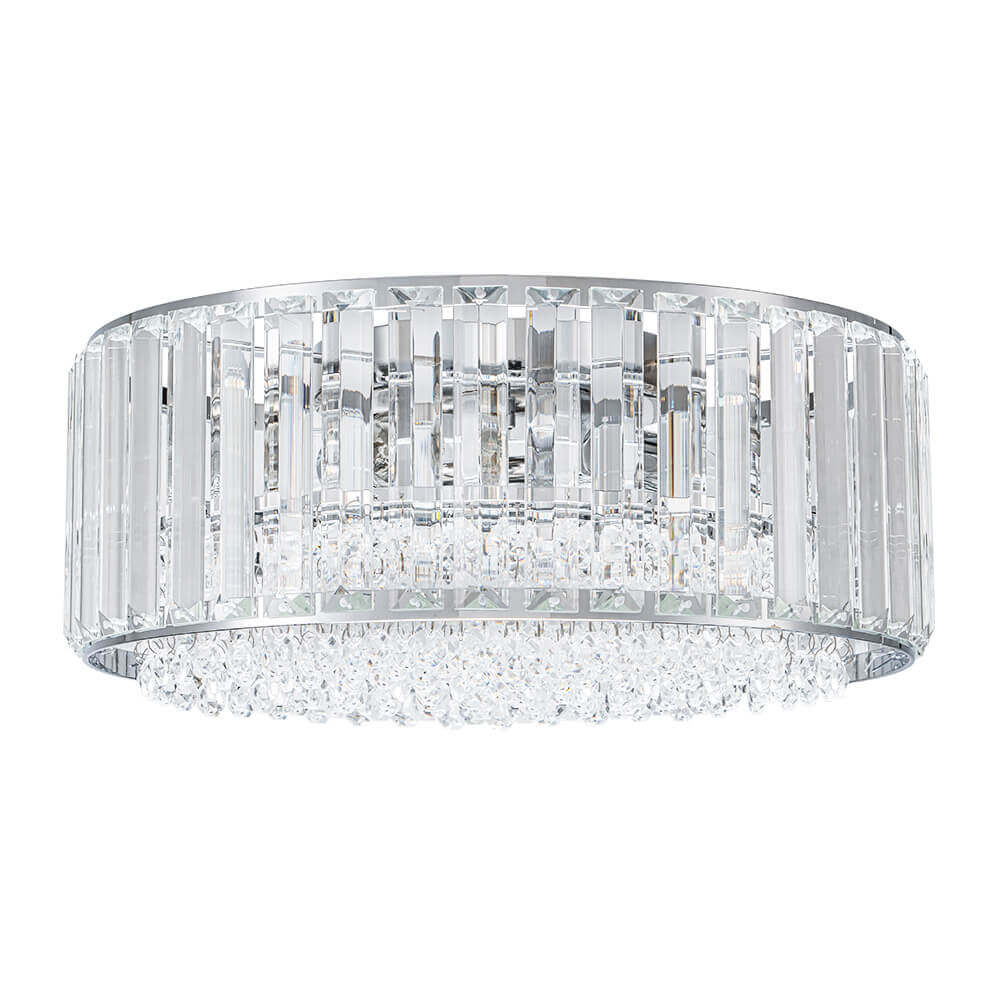 Plafondlamp Kristal Rond 3-Lichts Zwart Chroom Dimbaar 35cm Woonkamer Slaapkamer Modern