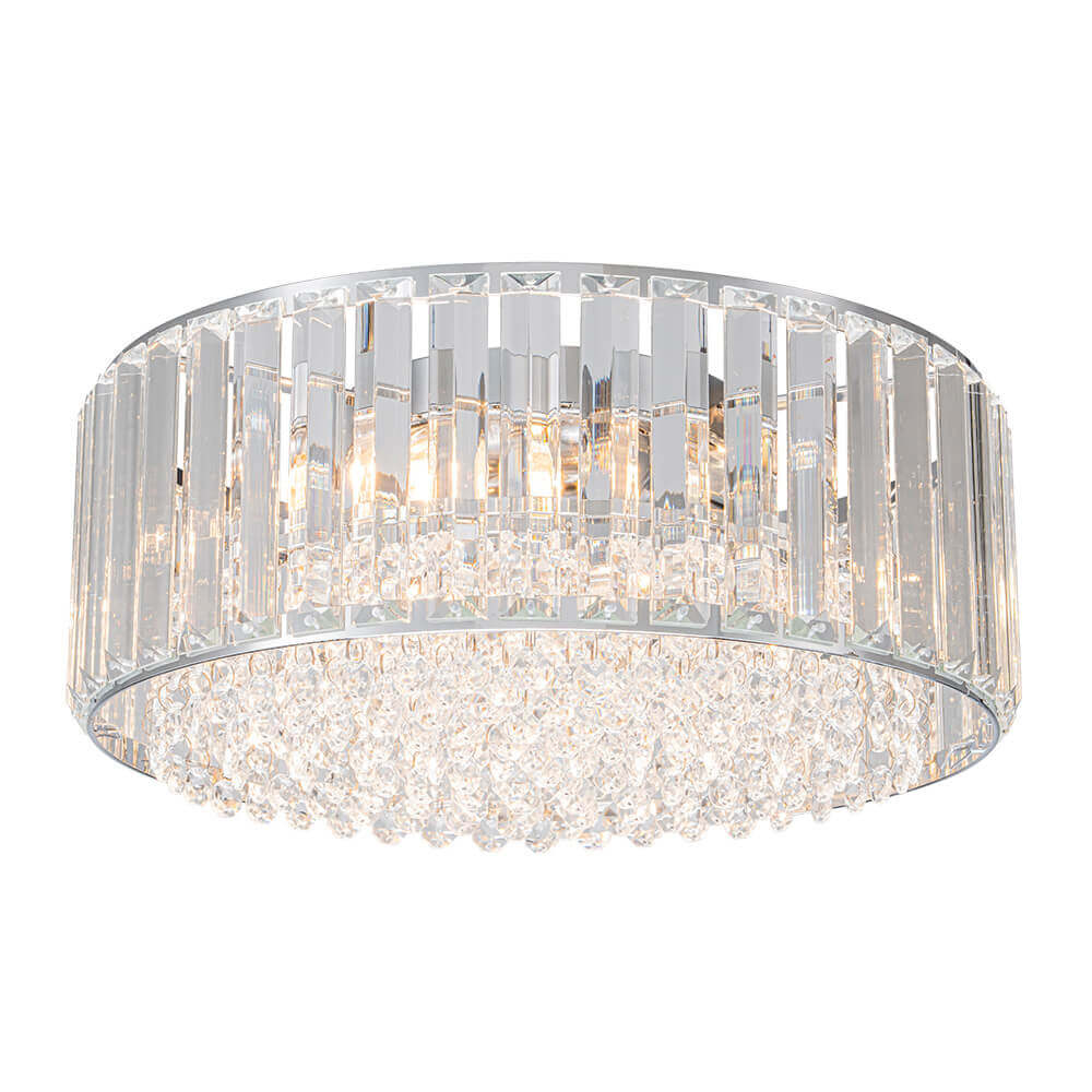 Plafondlamp Kristal Rond 3-Lichts Zwart Chroom Dimbaar 35cm Woonkamer Slaapkamer Modern