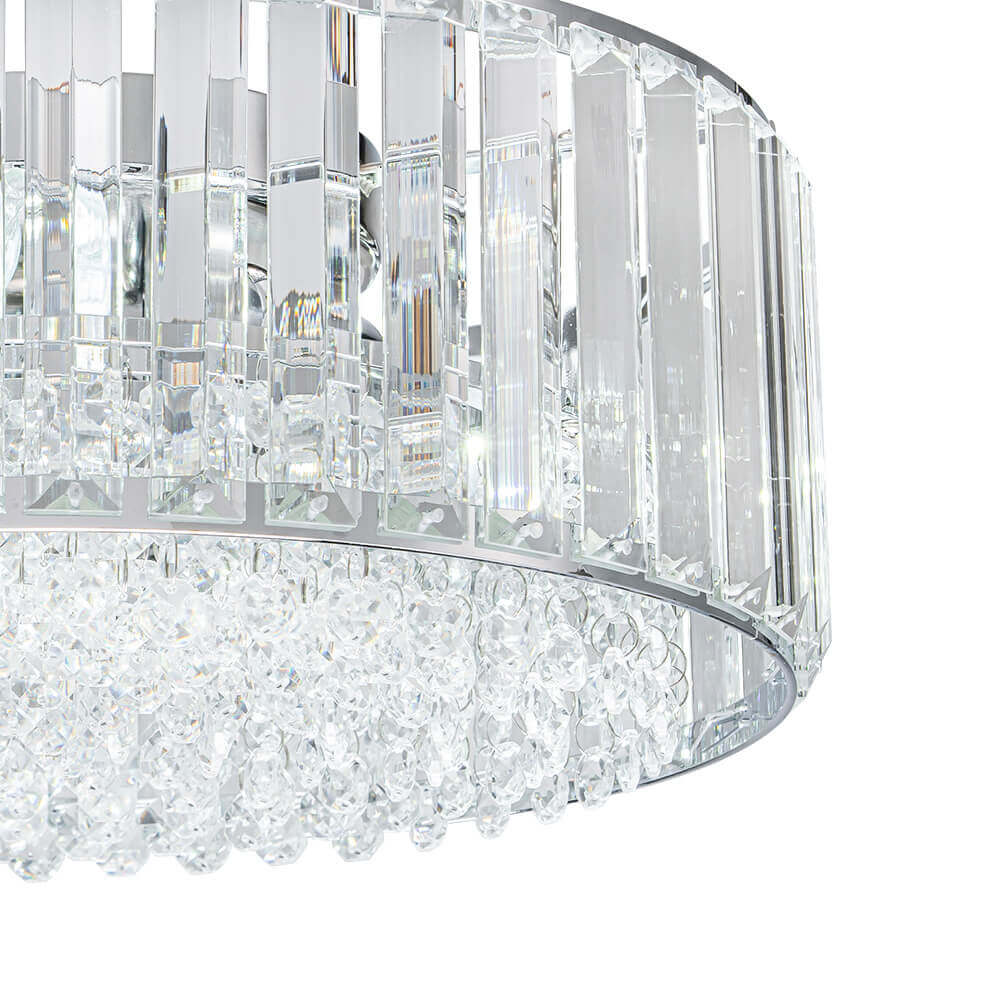 Plafondlamp Kristal Rond 3-Lichts Zwart Chroom Dimbaar 35cm Woonkamer Slaapkamer Modern