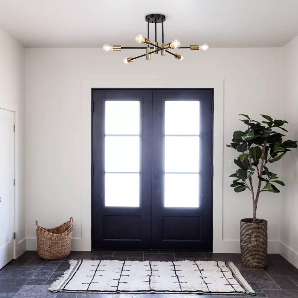 Ceiling Lamp Metal 62–103 cm Black Semi-Flush Living Room Dining Room Retro Modern Dimmable Lighting Fixture | Thomler