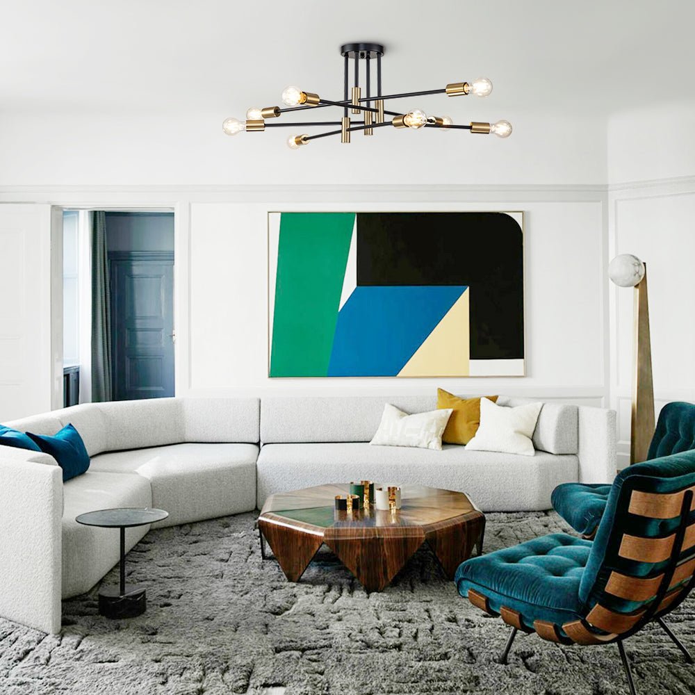 Ceiling Lamp Metal 62–103 cm Black Semi-Flush Living Room Dining Room Retro Modern Dimmable Lighting Fixture | Thomler