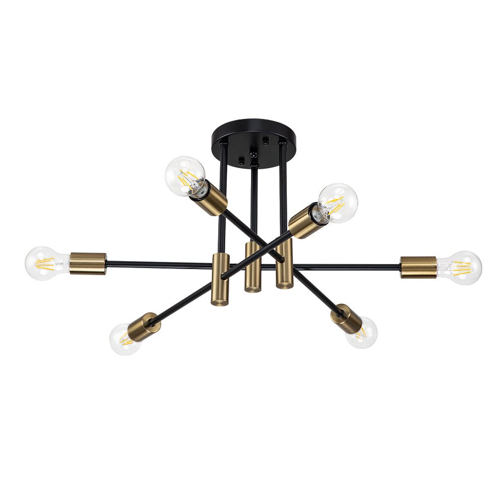 Ceiling Lamp Metal 62–103 cm Black Semi-Flush Living Room Dining Room Retro Modern Dimmable Lighting Fixture | Thomler