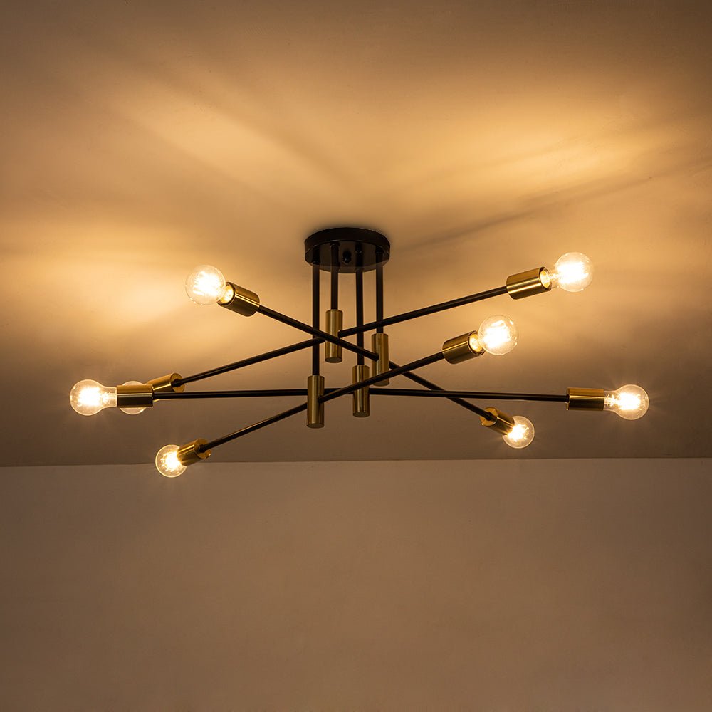 Ceiling Lamp Metal 62–103 cm Black Semi-Flush Living Room Dining Room Retro Modern Dimmable Lighting Fixture | Thomler