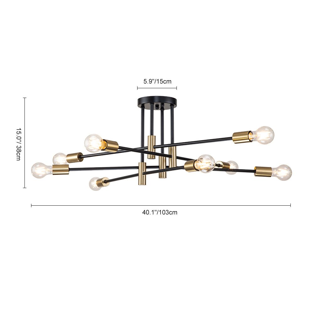 Ceiling Lamp Metal 62–103 cm Black Semi-Flush Living Room Dining Room Retro Modern Dimmable Lighting Fixture | Thomler