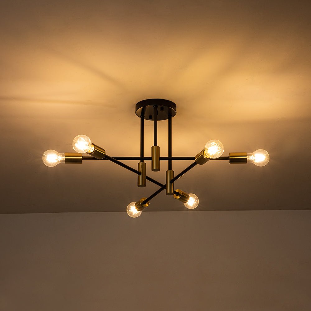 Ceiling Lamp Metal 62–103 cm Black Semi-Flush Living Room Dining Room Retro Modern Dimmable Lighting Fixture | Thomler