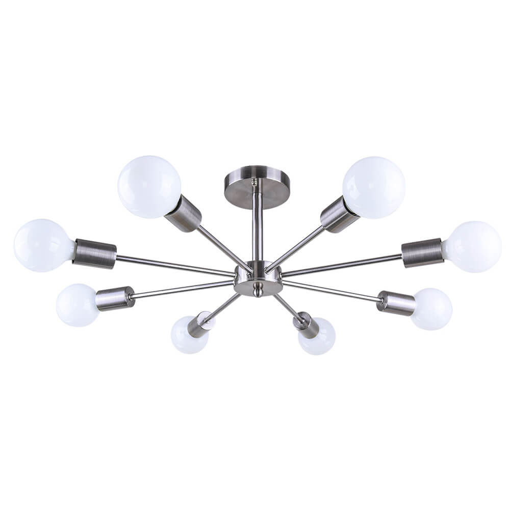 Ceiling Lamp Metal 60.0 cm Black Semi Flush Dining Room Kitchen Sputnik Light Fixture Eight Arm Modern Ceiling Light | Thomler