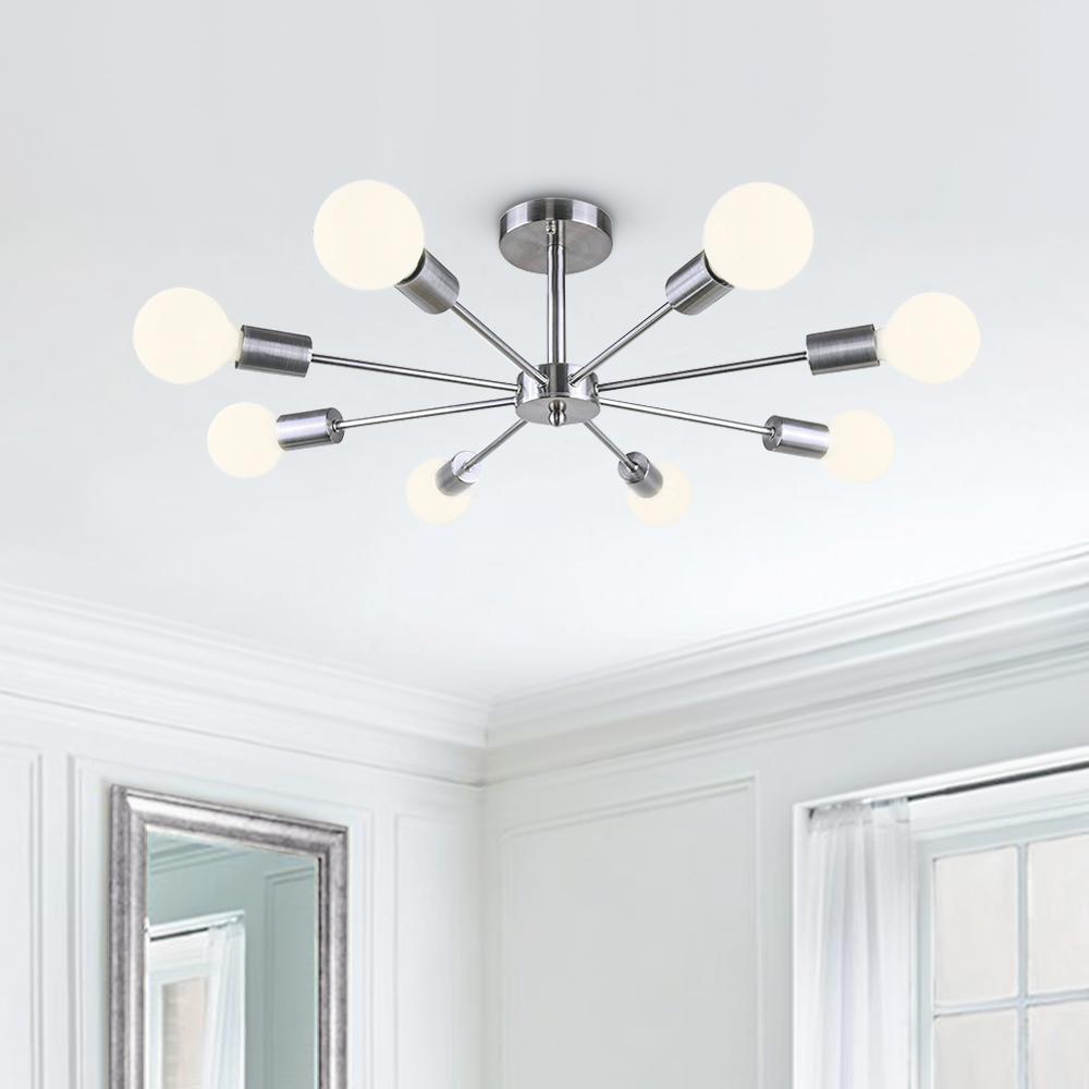 Ceiling Lamp Metal 60.0 cm Black Semi Flush Dining Room Kitchen Sputnik Light Fixture Eight Arm Modern Ceiling Light | Thomler