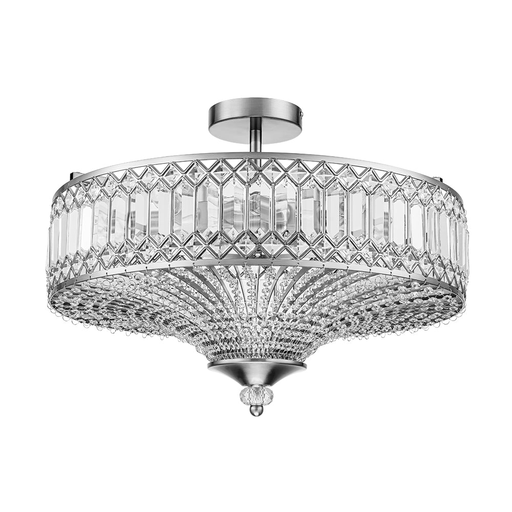 Ceiling Lamp Crystal 50.0 cm Round Drum Black Brass Living Room Bedroom Flush Mount Light Fixture E14 Dimmable | Thomler