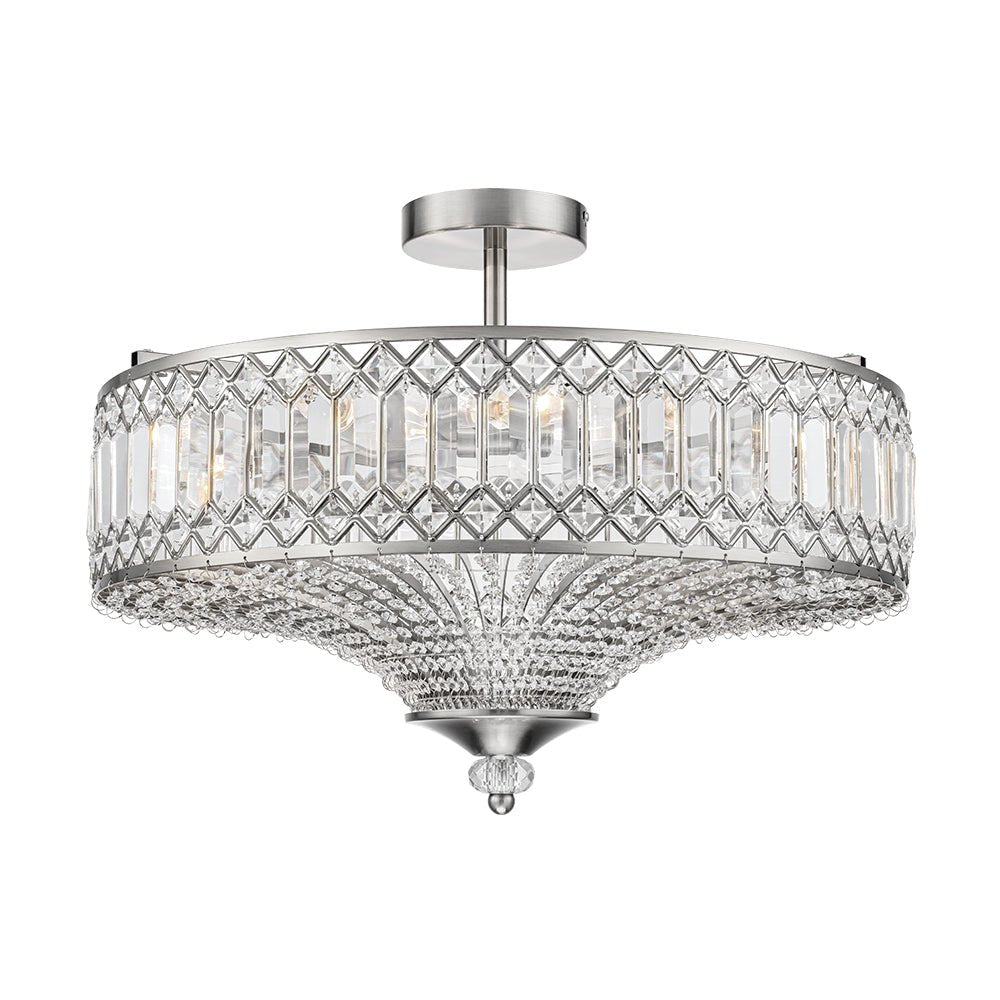 Ceiling Lamp Crystal 50.0 cm Round Drum Black Brass Living Room Bedroom Flush Mount Light Fixture E14 Dimmable | Thomler