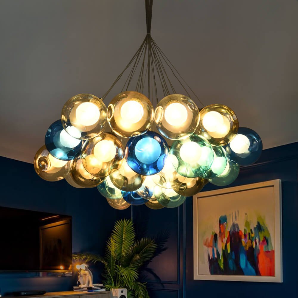 Pendant Light Glass Cluster 50.0 cm Multicolour Modern Kitchen Dining Room Hanging Lamp | Thomler