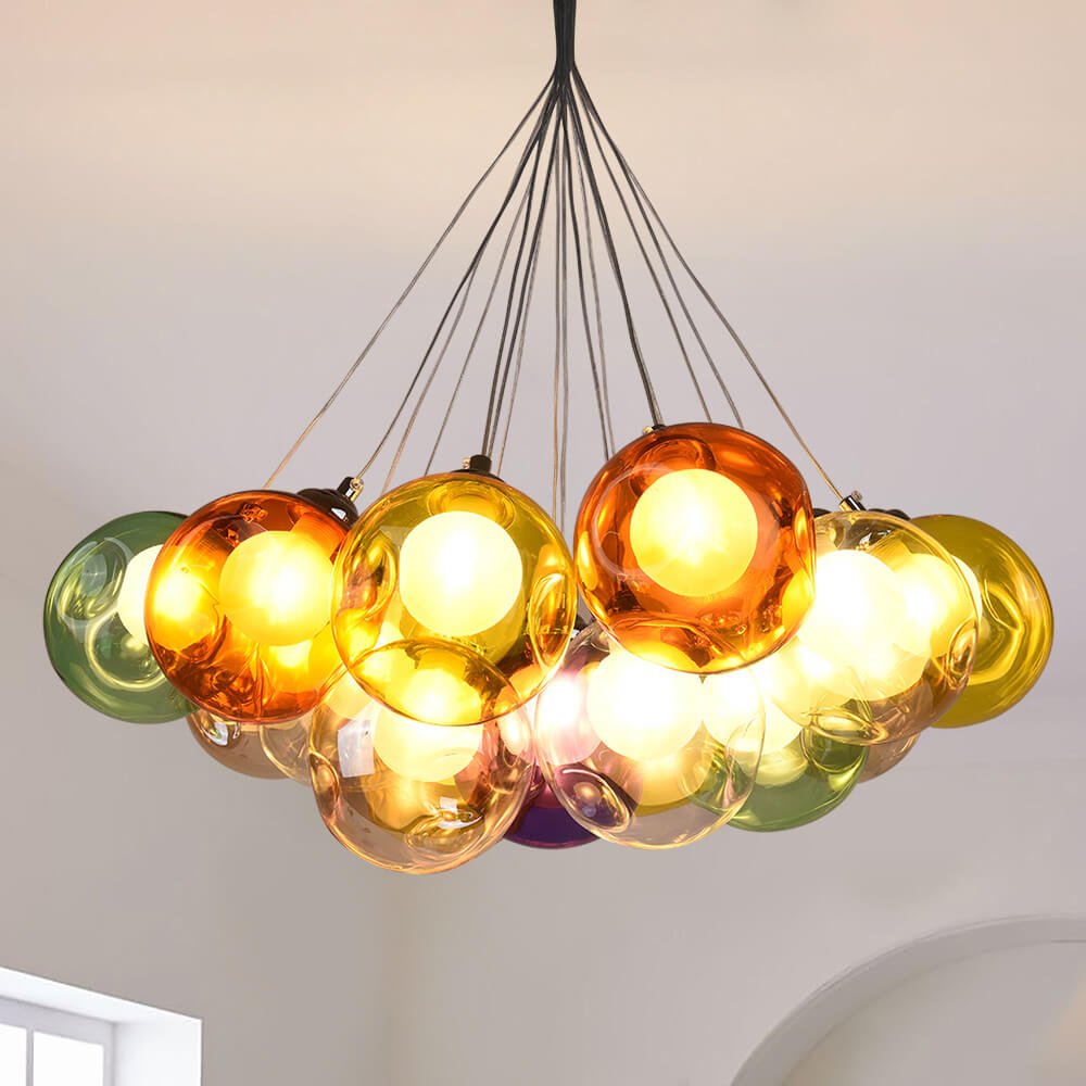 Pendant Light Glass Cluster 50.0 cm Multicolour Modern Kitchen Dining Room Hanging Lamp | Thomler