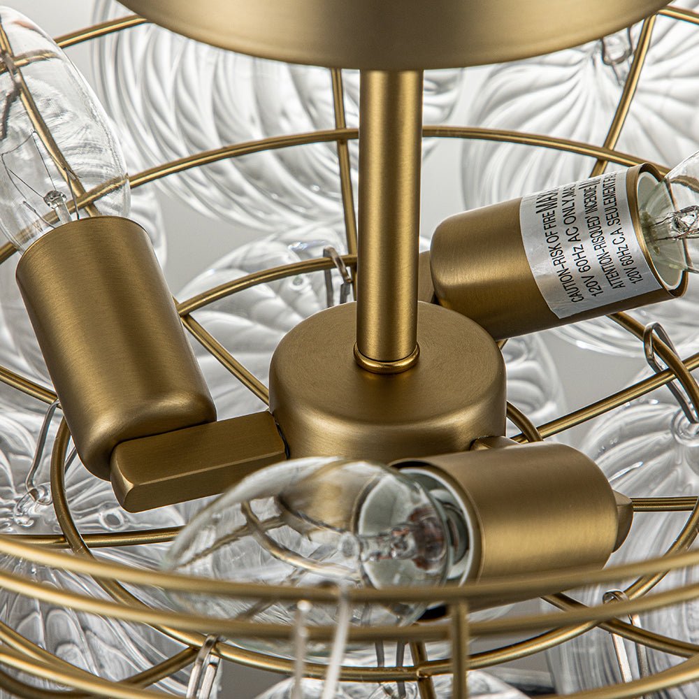 Ceiling Lamp Glass Semi-Flush 53.0 cm Cluster 3-Light Brass Bathroom Living Room Modern Lighting Fixture | Thomler