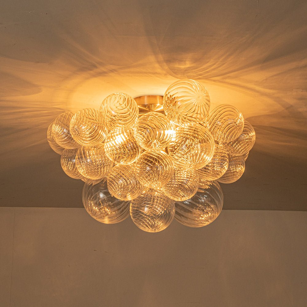 Ceiling Lamp Glass Semi-Flush 53.0 cm Cluster 3-Light Brass Bathroom Living Room Modern Lighting Fixture | Thomler