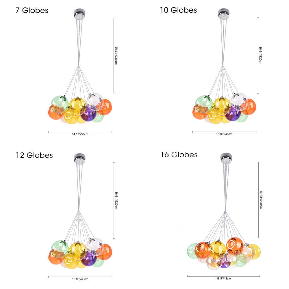 Pendant Light Glass Cluster 50.0 cm Multicolour Modern Kitchen Dining Room Hanging Lamp | Thomler