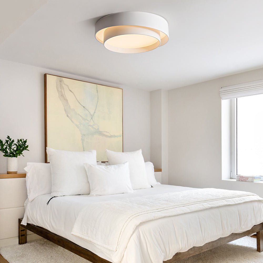 Ceiling Light Metal 39.0 cm Round LED White Grey Black Modern Living Room Bedroom Flush Mount Lamp | Thomler