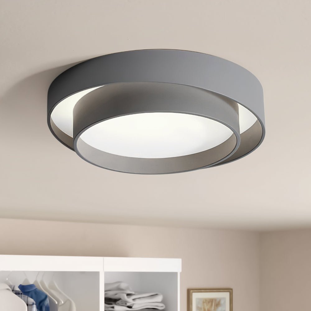Ceiling Light Metal 39.0 cm Round LED White Grey Black Modern Living Room Bedroom Flush Mount Lamp | Thomler