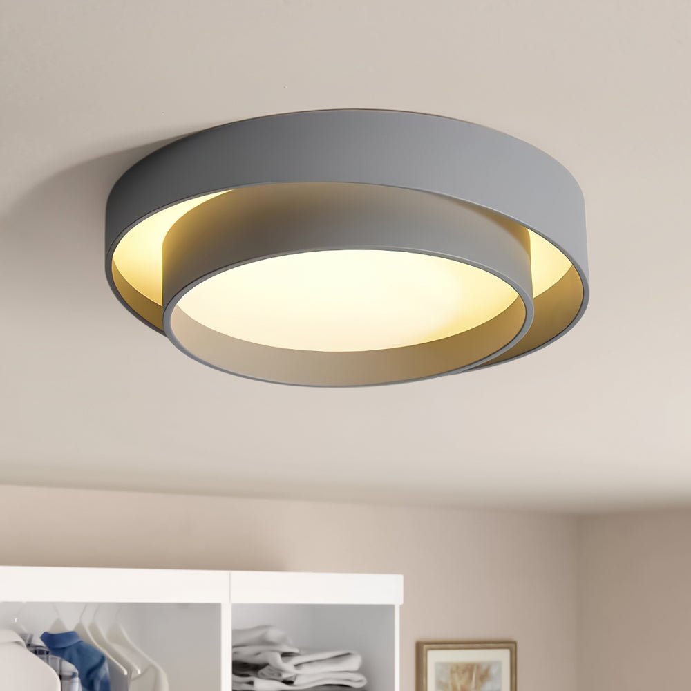 Ceiling Light Metal 39.0 cm Round LED White Grey Black Modern Living Room Bedroom Flush Mount Lamp | Thomler