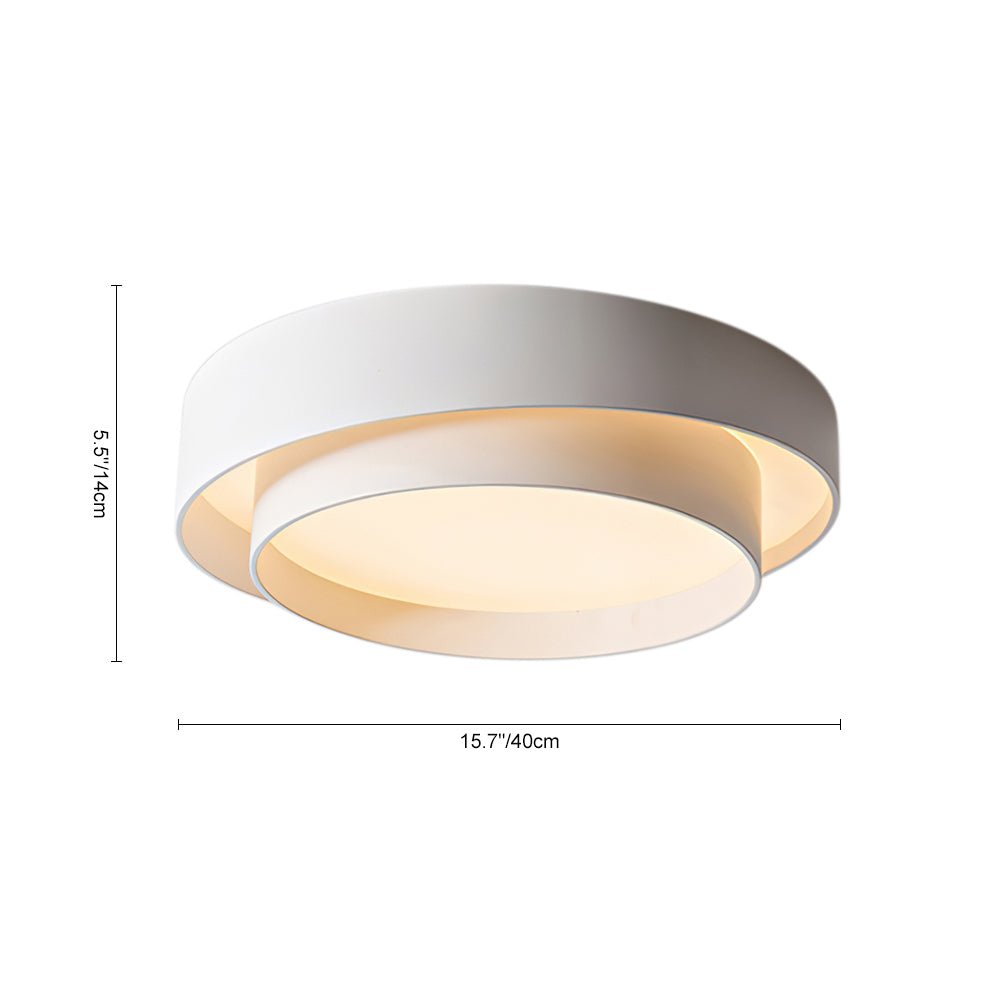 Ceiling Light Metal 39.0 cm Round LED White Grey Black Modern Living Room Bedroom Flush Mount Lamp | Thomler