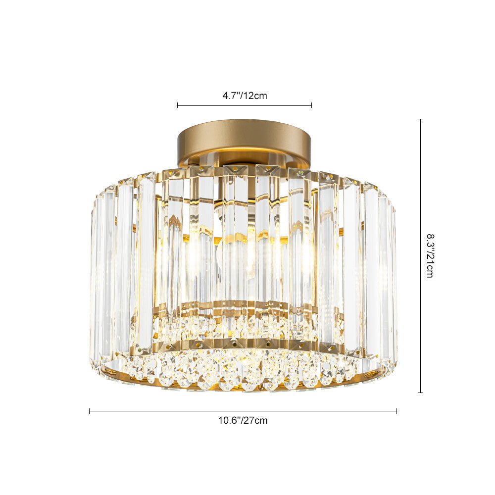 Ceiling Lamp Crystal Glass Dimmable 27.0 cm x 21.0 cm Brass Flush Mount Bedroom Hallway Entrance Luxury Lighting Fixture | Thomler