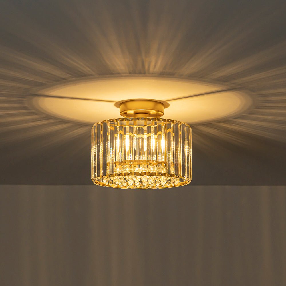 Ceiling Lamp Crystal Glass Dimmable 27.0 cm x 21.0 cm Brass Flush Mount Bedroom Hallway Entrance Luxury Lighting Fixture | Thomler