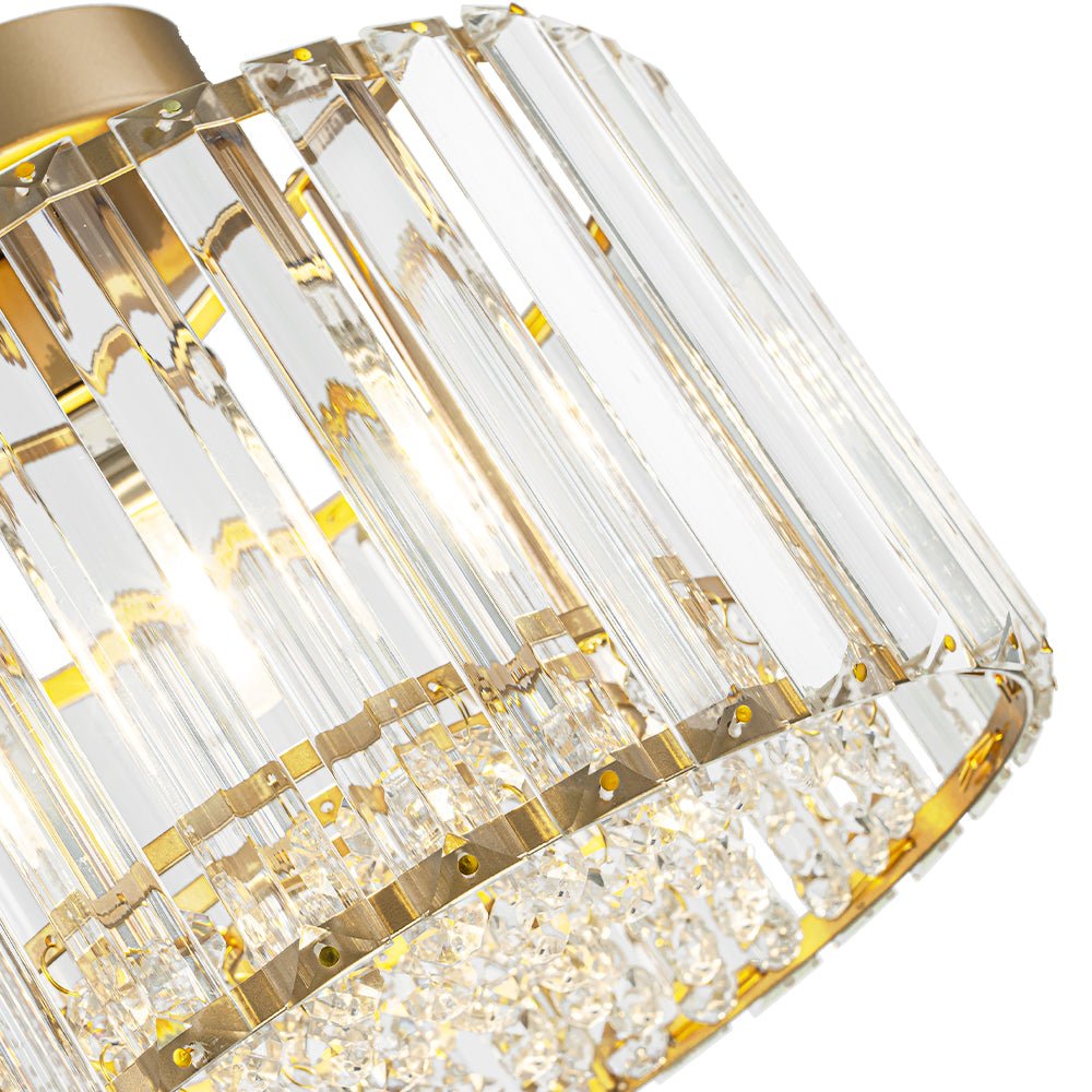 Ceiling Lamp Crystal Glass Dimmable 27.0 cm x 21.0 cm Brass Flush Mount Bedroom Hallway Entrance Luxury Lighting Fixture | Thomler