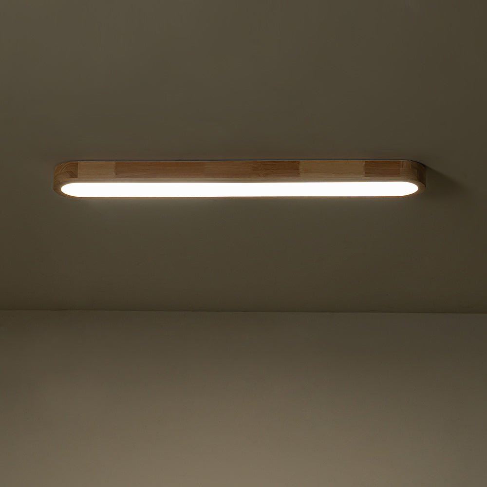 Plafondlamp Ovaal LED Houtlook Dimbaar Afstandsbediening 95cm Keuken Woonkamer Modern