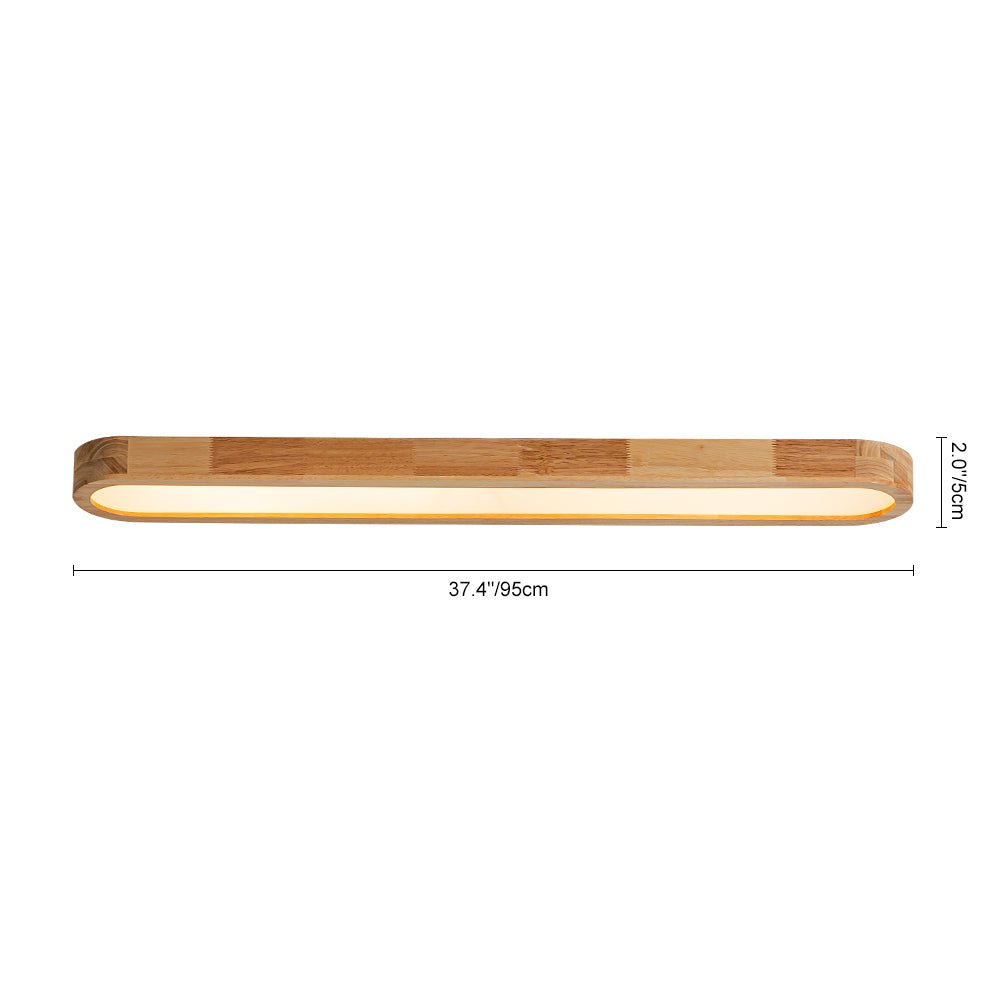 Plafondlamp Ovaal LED Houtlook Dimbaar Afstandsbediening 95cm Keuken Woonkamer Modern