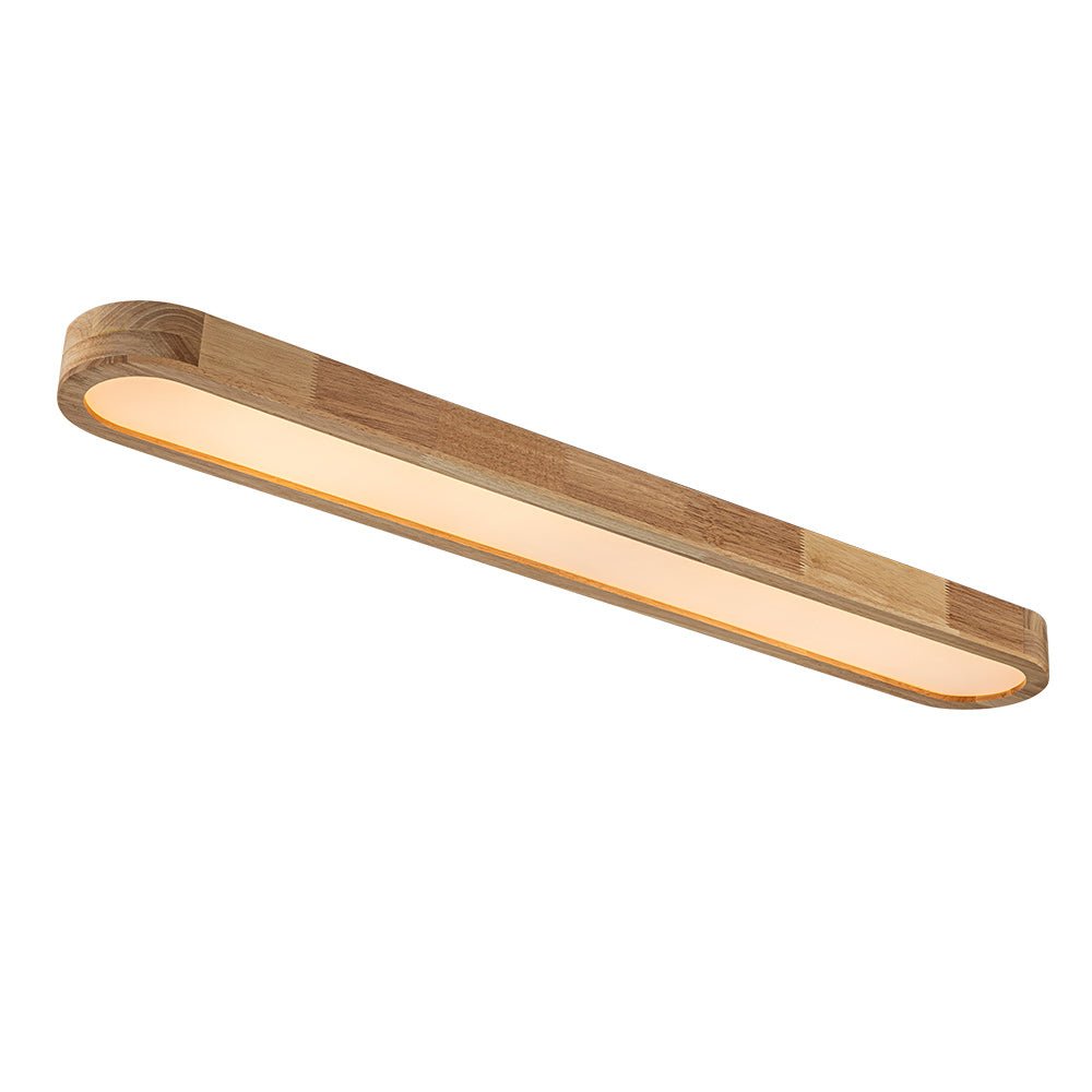 Plafondlamp Ovaal LED Houtlook Dimbaar Afstandsbediening 95cm Keuken Woonkamer Modern