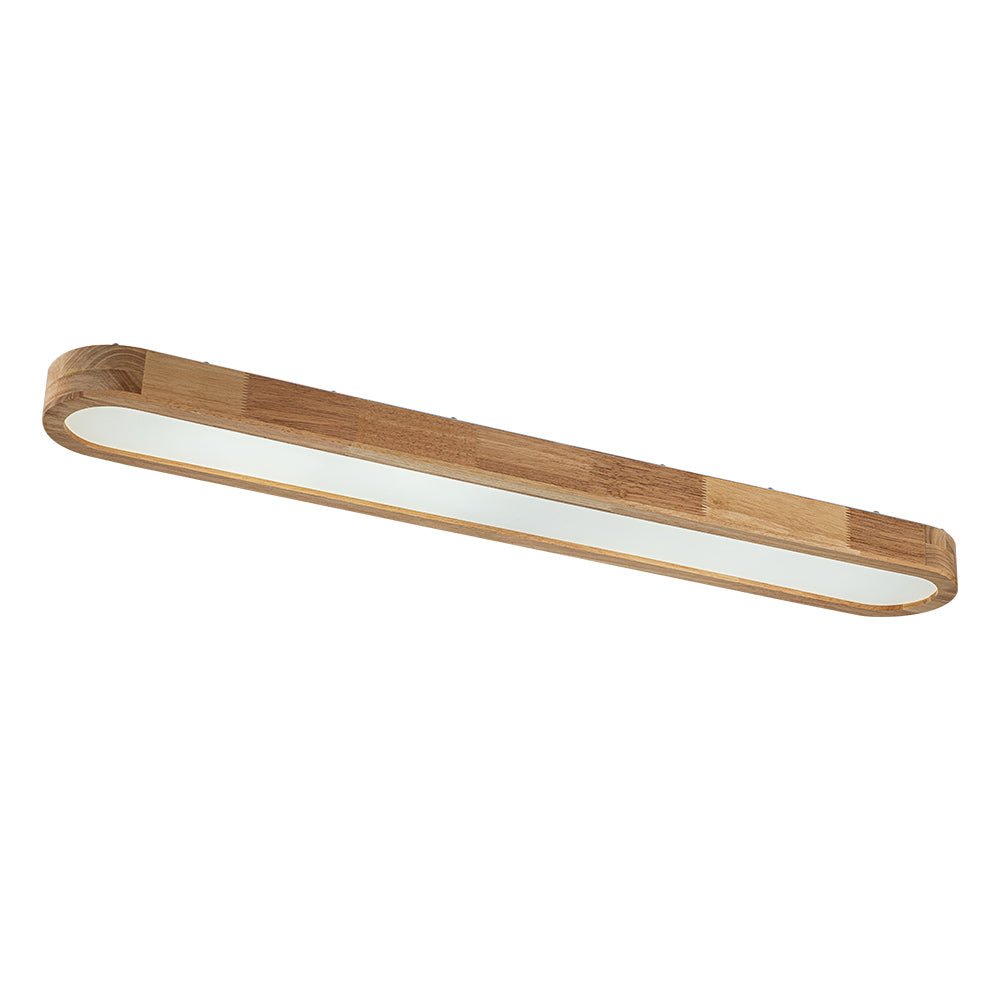 Plafondlamp Ovaal LED Houtlook Dimbaar Afstandsbediening 95cm Keuken Woonkamer Modern