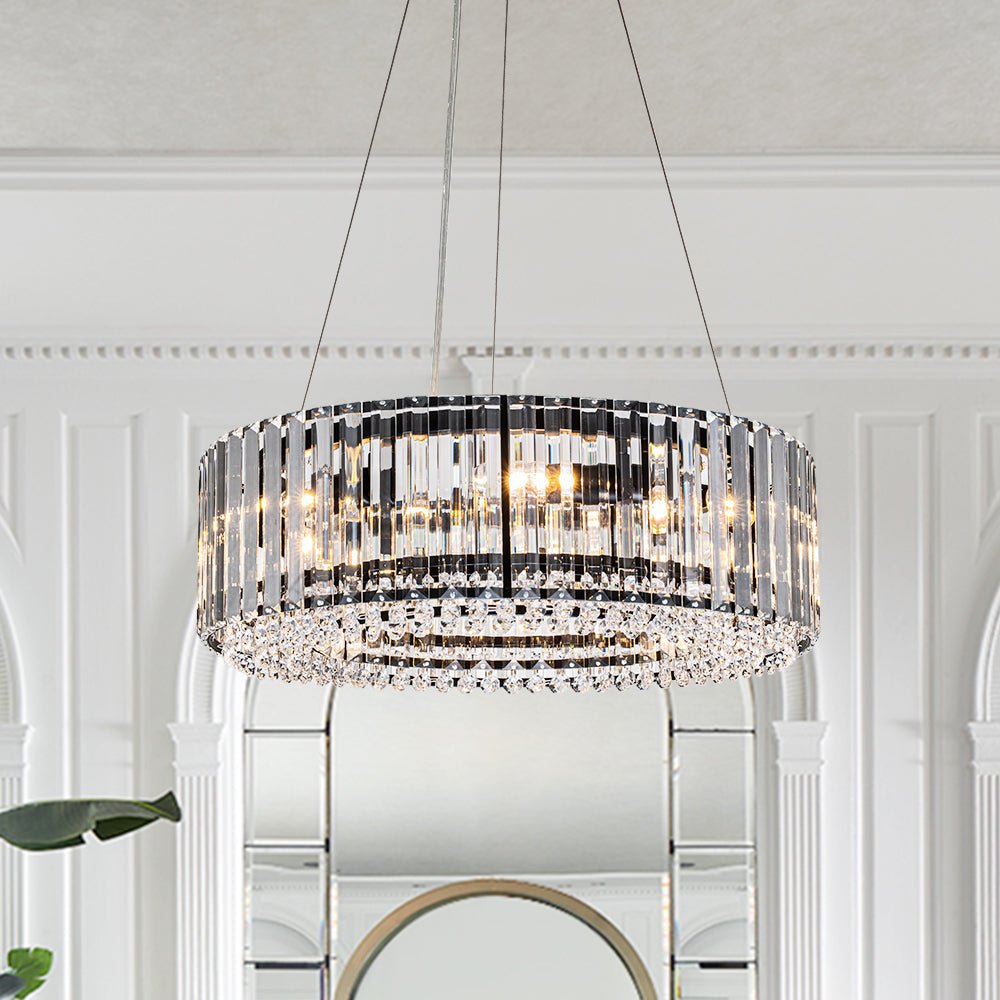 Pendant Chandelier Metal Crystal 50.0 cm Chrome Dining Room Living Area Ceiling Light Adjustable Suspension Glam Lighting Fixture | Thomler