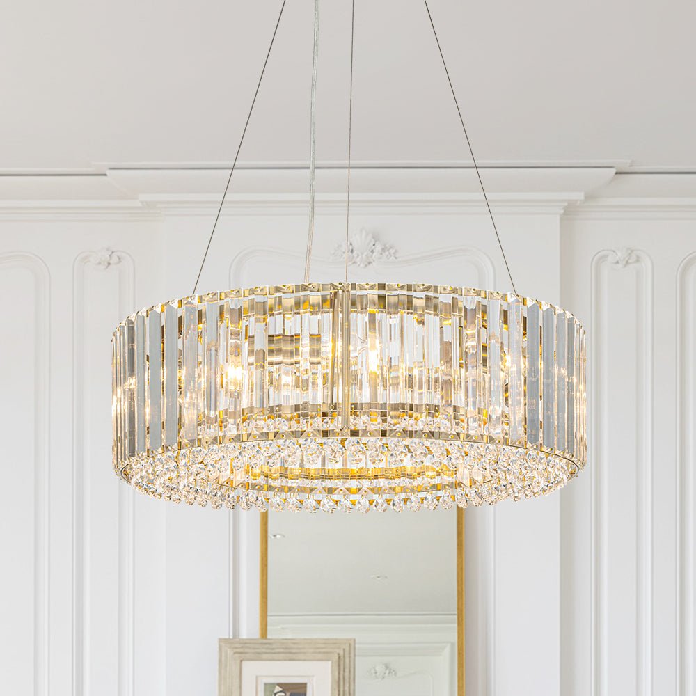 Pendant Chandelier Metal Crystal 50.0 cm Chrome Dining Room Living Area Ceiling Light Adjustable Suspension Glam Lighting Fixture | Thomler