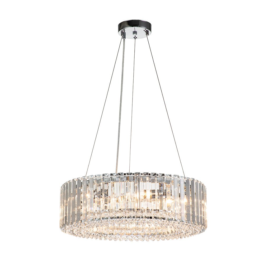 Pendant Chandelier Metal Crystal 50.0 cm Chrome Dining Room Living Area Ceiling Light Adjustable Suspension Glam Lighting Fixture | Thomler