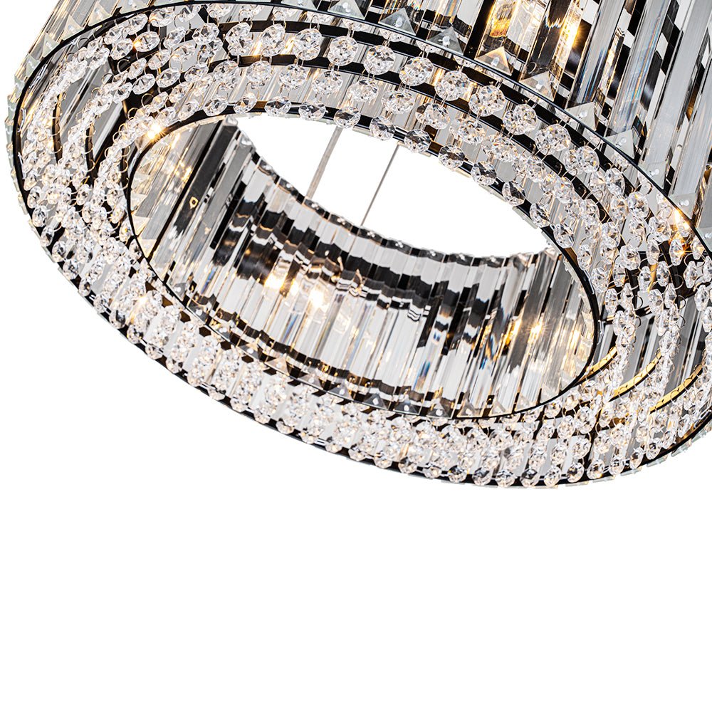 Pendant Chandelier Metal Crystal 50.0 cm Chrome Dining Room Living Area Ceiling Light Adjustable Suspension Glam Lighting Fixture | Thomler