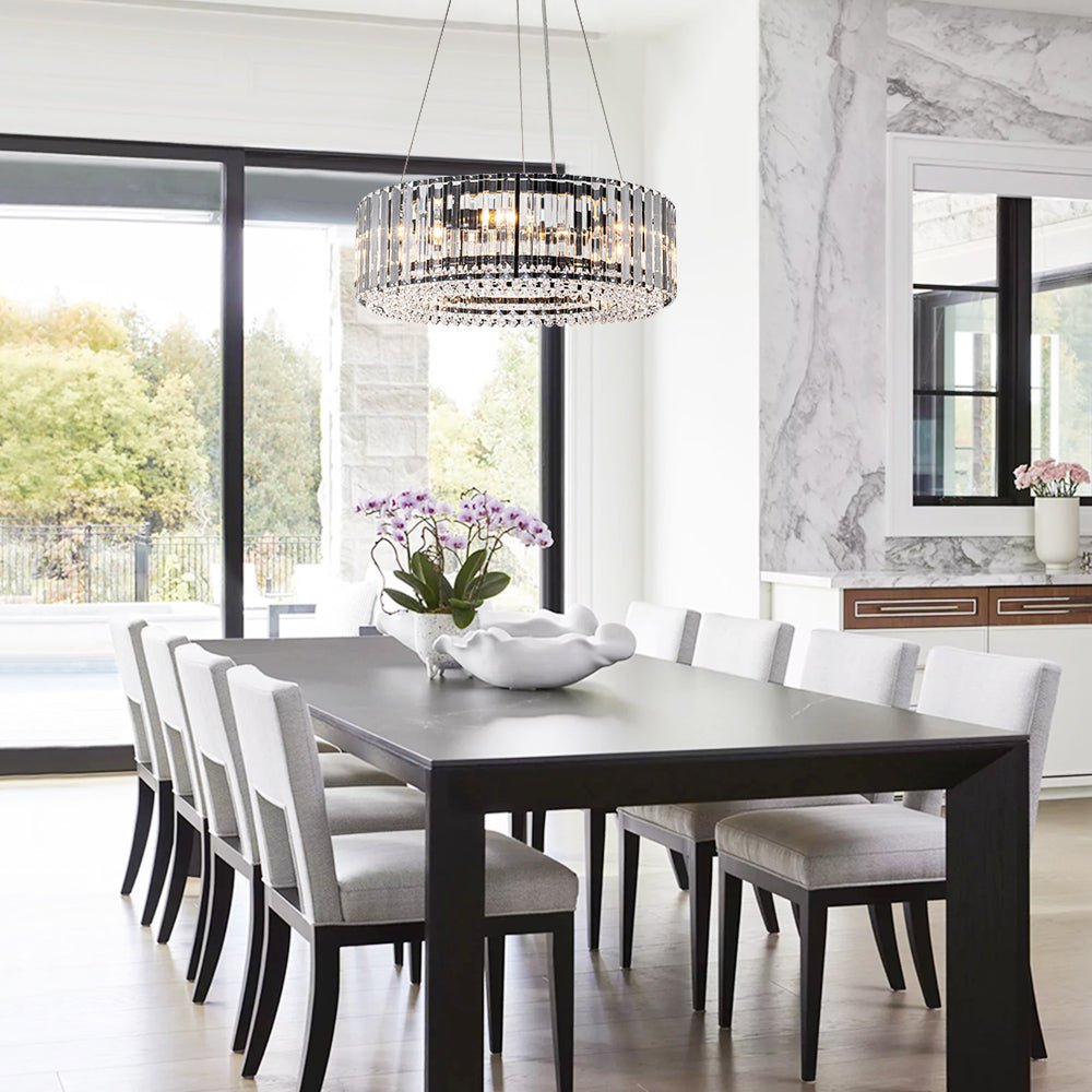 Pendant Chandelier Metal Crystal 50.0 cm Chrome Dining Room Living Area Ceiling Light Adjustable Suspension Glam Lighting Fixture | Thomler