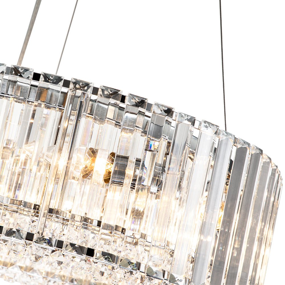 Pendant Chandelier Metal Crystal 50.0 cm Chrome Dining Room Living Area Ceiling Light Adjustable Suspension Glam Lighting Fixture | Thomler