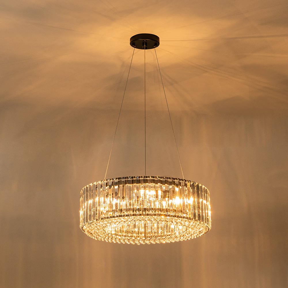 Pendant Chandelier Metal Crystal 50.0 cm Chrome Dining Room Living Area Ceiling Light Adjustable Suspension Glam Lighting Fixture | Thomler
