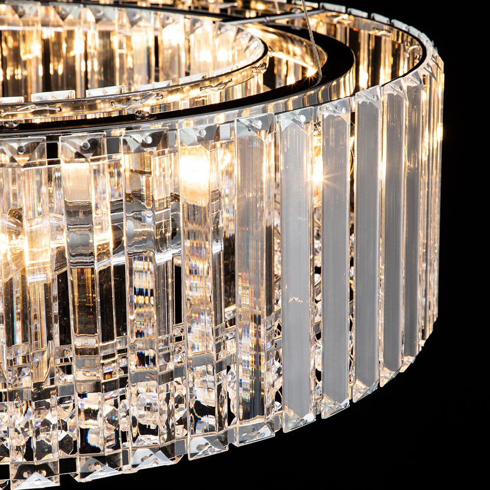 Pendant Chandelier Metal Crystal 50.0 cm Chrome Dining Room Living Area Ceiling Light Adjustable Suspension Glam Lighting Fixture | Thomler