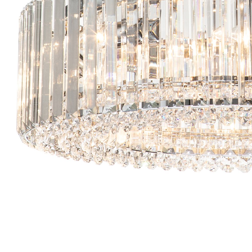 Pendant Chandelier Metal Crystal 50.0 cm Chrome Dining Room Living Area Ceiling Light Adjustable Suspension Glam Lighting Fixture | Thomler