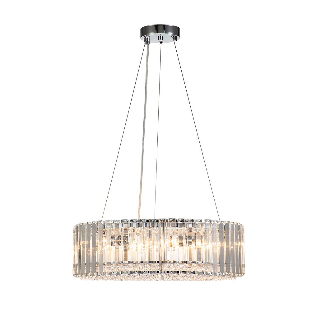 Pendant Chandelier Metal Crystal 50.0 cm Chrome Dining Room Living Area Ceiling Light Adjustable Suspension Glam Lighting Fixture | Thomler