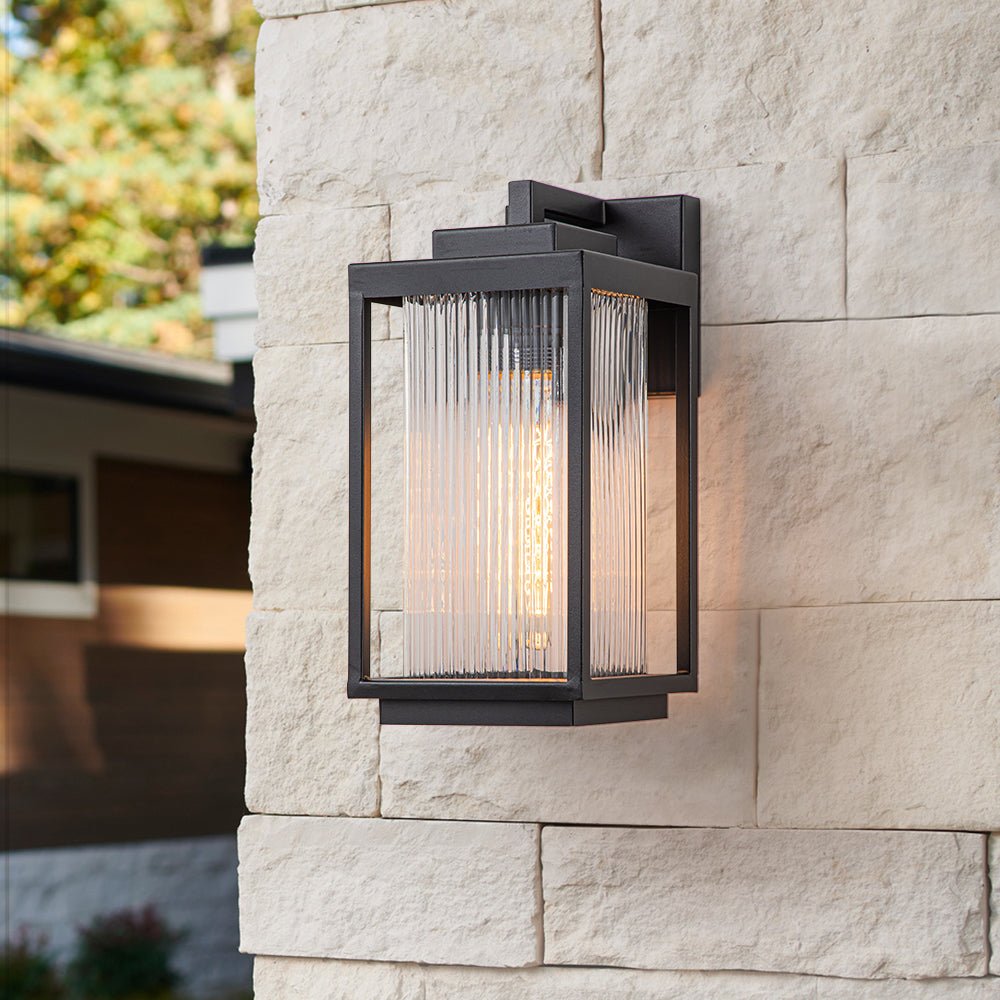 Wall Lamp Metal 32.0 cm Black Front Door Patio Lantern Light E27 Outdoor Weather Resistant Facade Veranda Lighting | Thomler