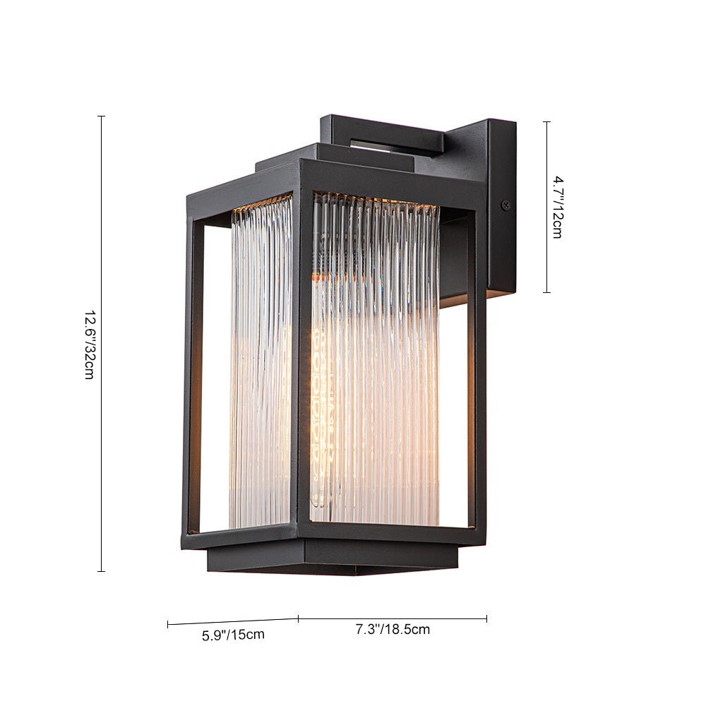 Wall Lamp Metal 32.0 cm Black Front Door Patio Lantern Light E27 Outdoor Weather Resistant Facade Veranda Lighting | Thomler