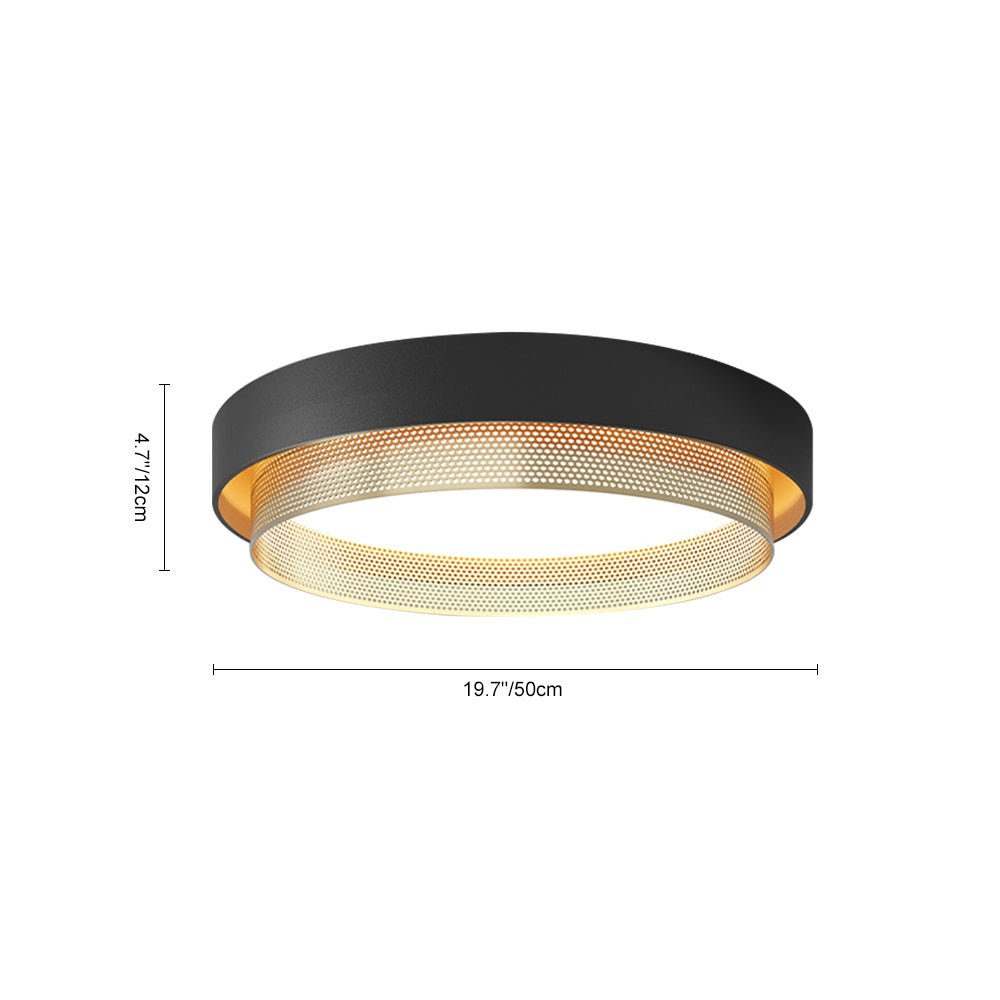 Ceiling Light Metal 50.0 cm Black Or White Living Room Hallway Flush Mount Integrated LED Round Ring Lamp | Thomler