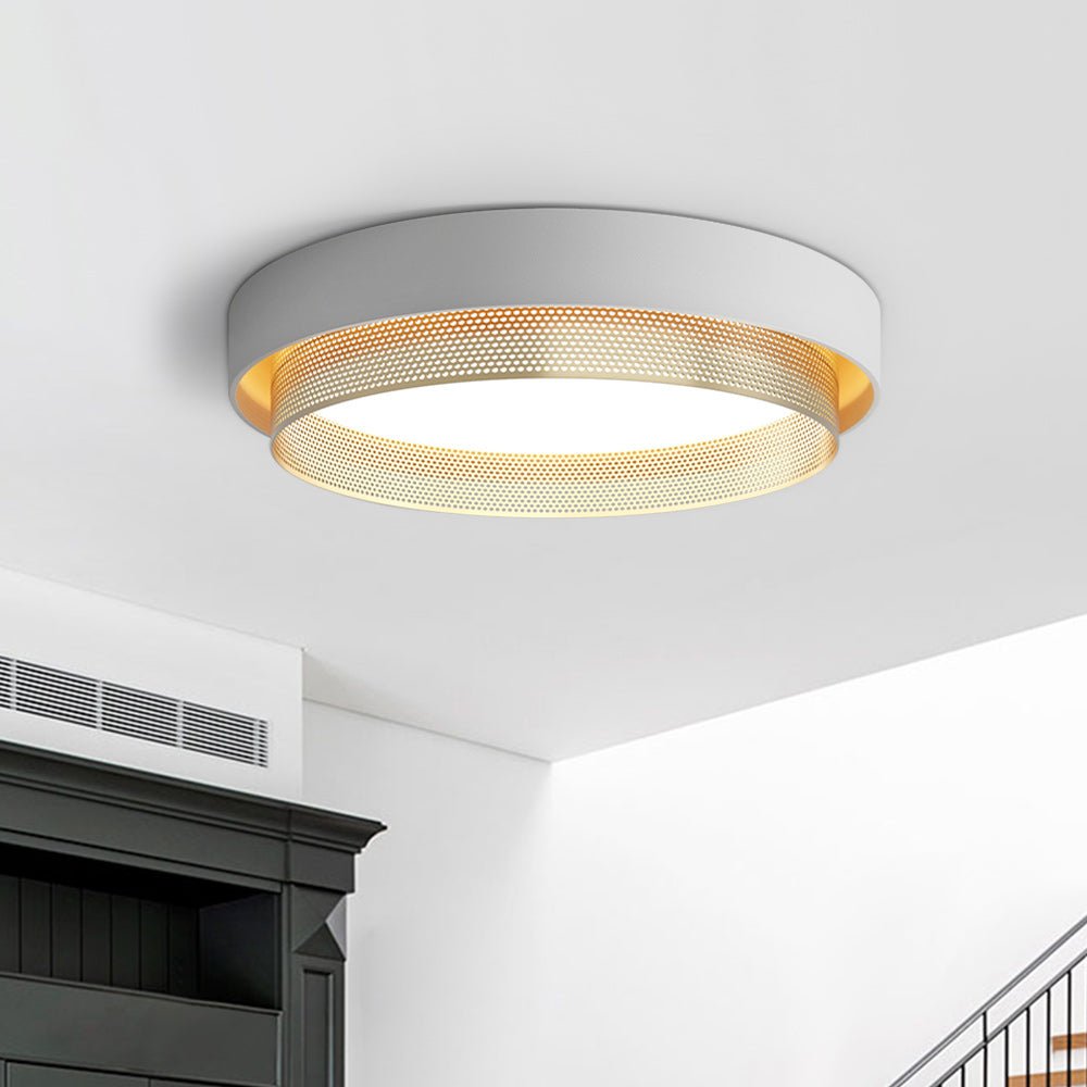 Ceiling Light Metal 50.0 cm Black Or White Living Room Hallway Flush Mount Integrated LED Round Ring Lamp | Thomler