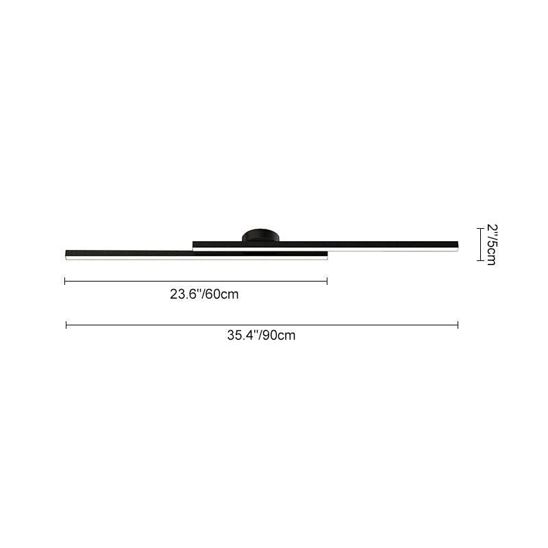 Wall Light Metal PVC 90.0 cm (35.4") Black Bathroom Hallway Integrated LED Modern Mirror Light Linear Wall Lamp | Thomler