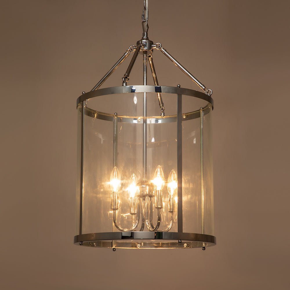 Pendant Light Glass Cylinder 45.0 cm Black Dining Room Kitchen Island Lantern Hanging Ceiling Lamp Dimmable E14 | Thomler