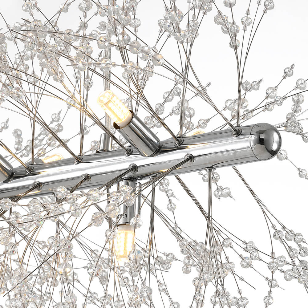 Pendant Light Metal Crystal 92.0 cm 12 Light Gold Chrome Dining Table Kitchen Island Ceiling Lighting | Thomler