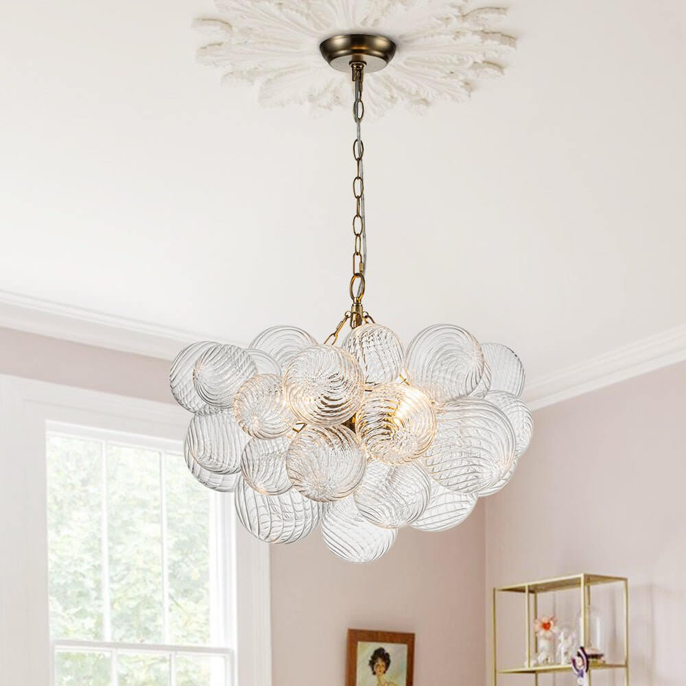 Pendant Light Glass Cluster Chandelier 60.0 cm Adjustable Brass Dining Room Living Room Modern Hanging Ceiling Lamp | Thomler