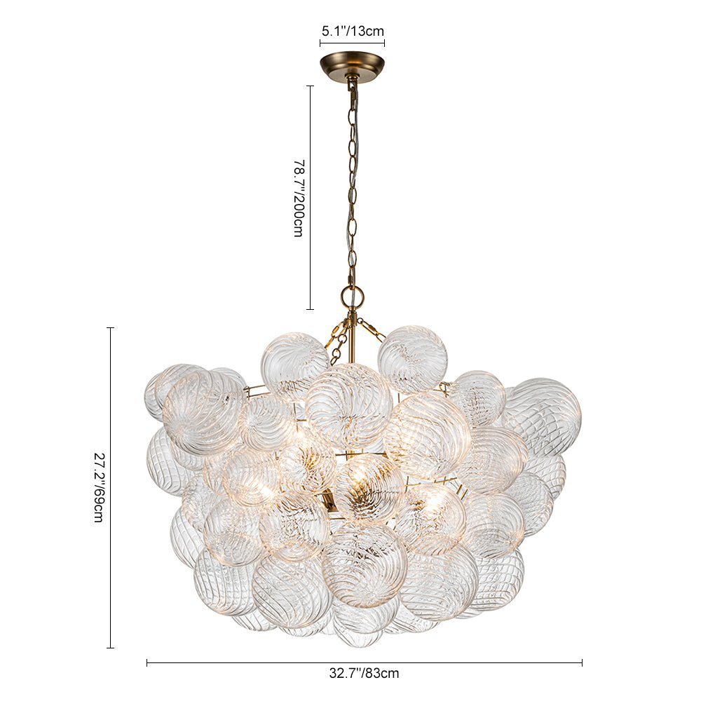 Pendant Light Glass Cluster Chandelier 60.0 cm Adjustable Brass Dining Room Living Room Modern Hanging Ceiling Lamp | Thomler