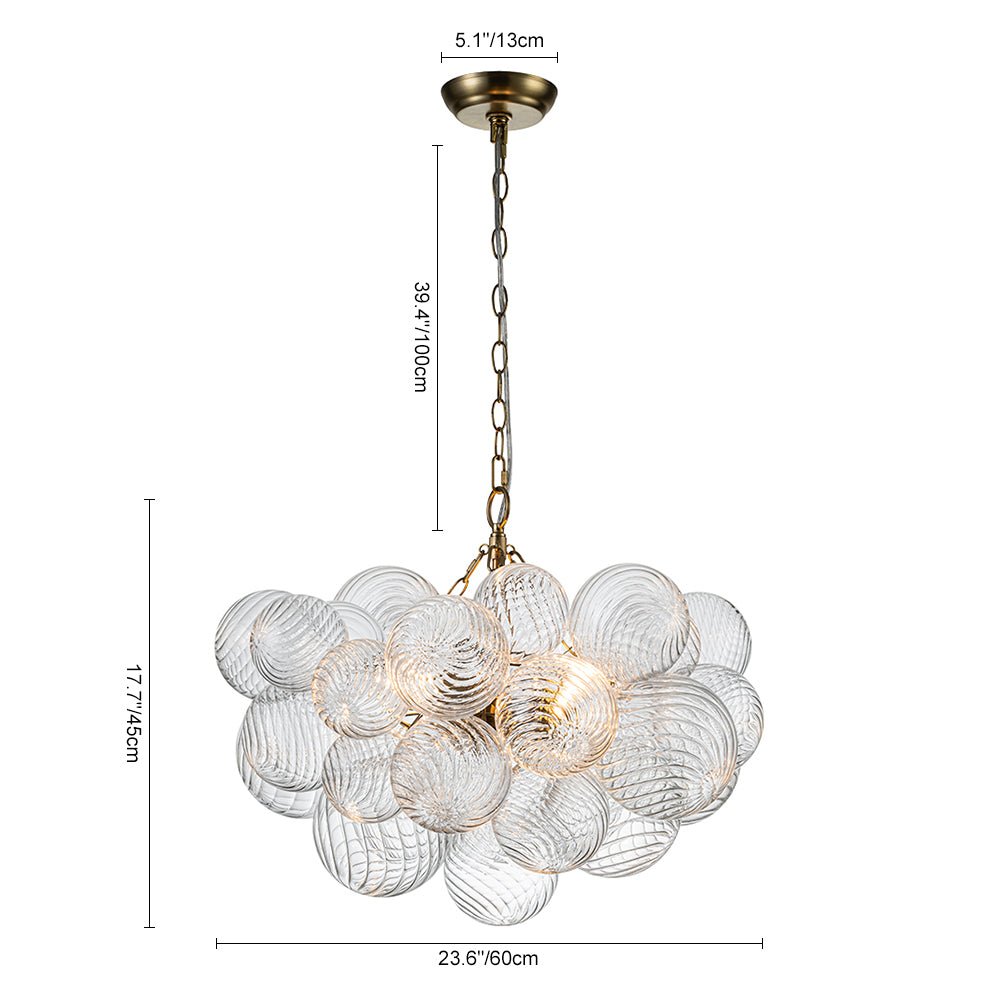 Pendant Light Glass Cluster Chandelier 60.0 cm Adjustable Brass Dining Room Living Room Modern Hanging Ceiling Lamp | Thomler