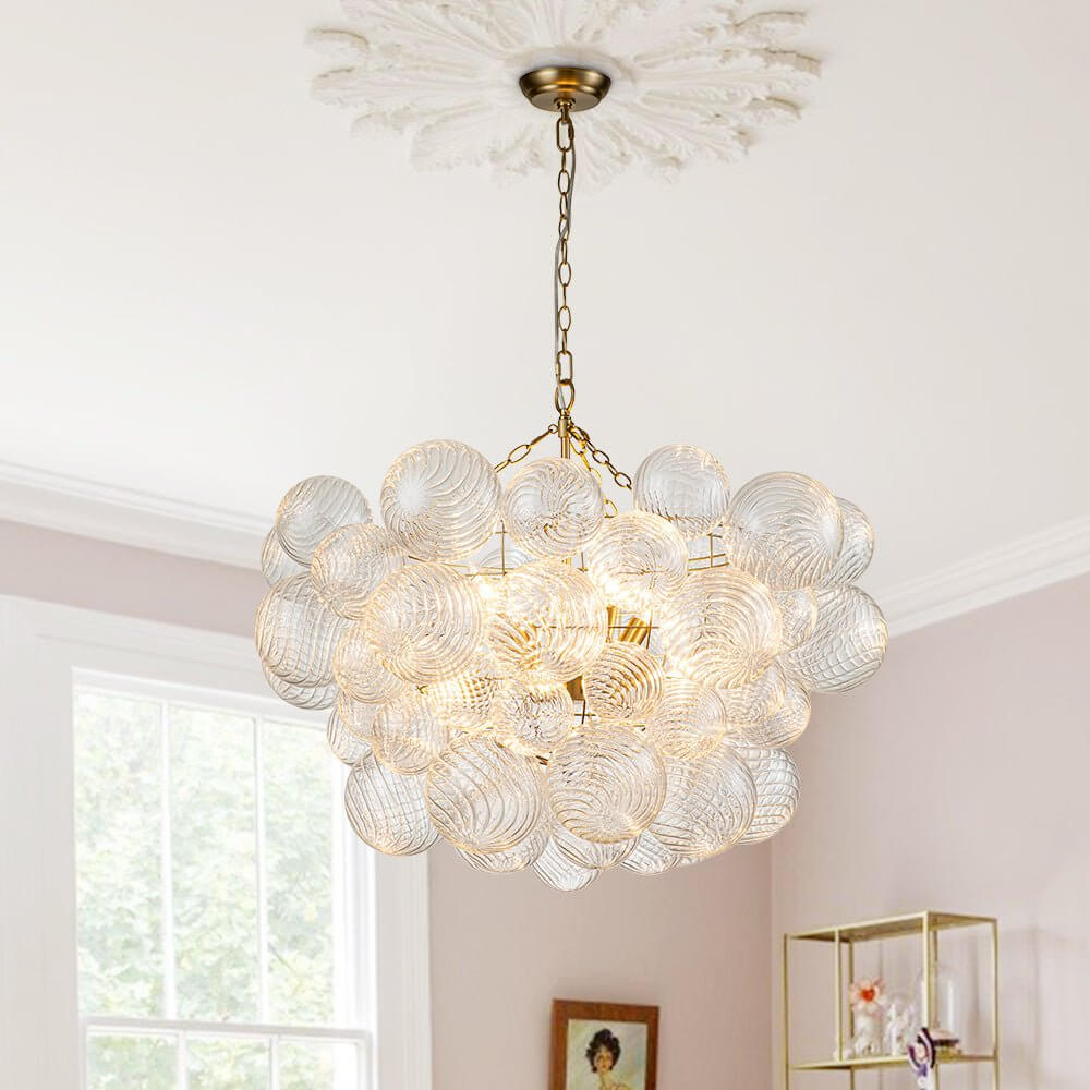 Pendant Light Glass Cluster Chandelier 60.0 cm Adjustable Brass Dining Room Living Room Modern Hanging Ceiling Lamp | Thomler